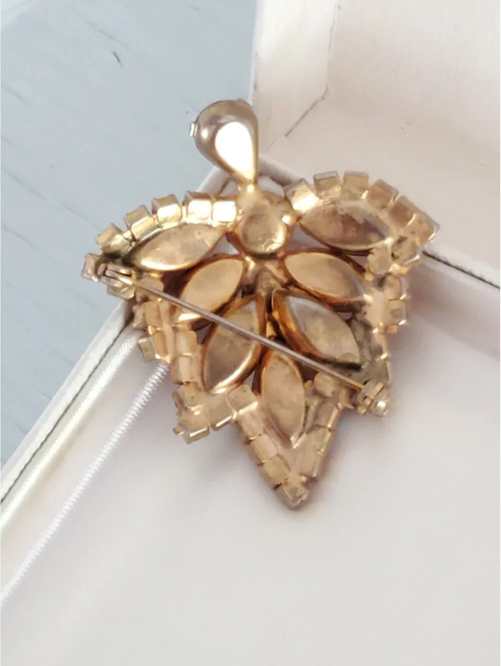 Vintage Red Rhinestones & Aurora Borealis Crystal Brooch
